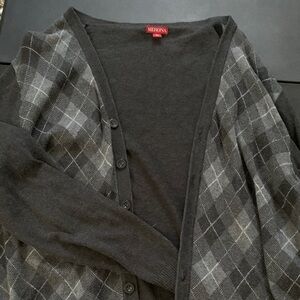 LAST CALL: Men's Black and Gray Argyle Cardigan